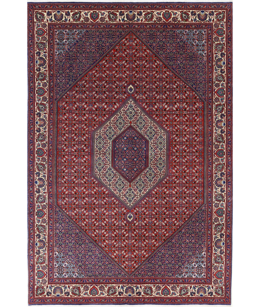 Bijar 6'7'' X 9'9'' Hand-Knotted Wool-Silk Rug 6'7'' x 9'9'' (198 X 293) / Red / Ivory