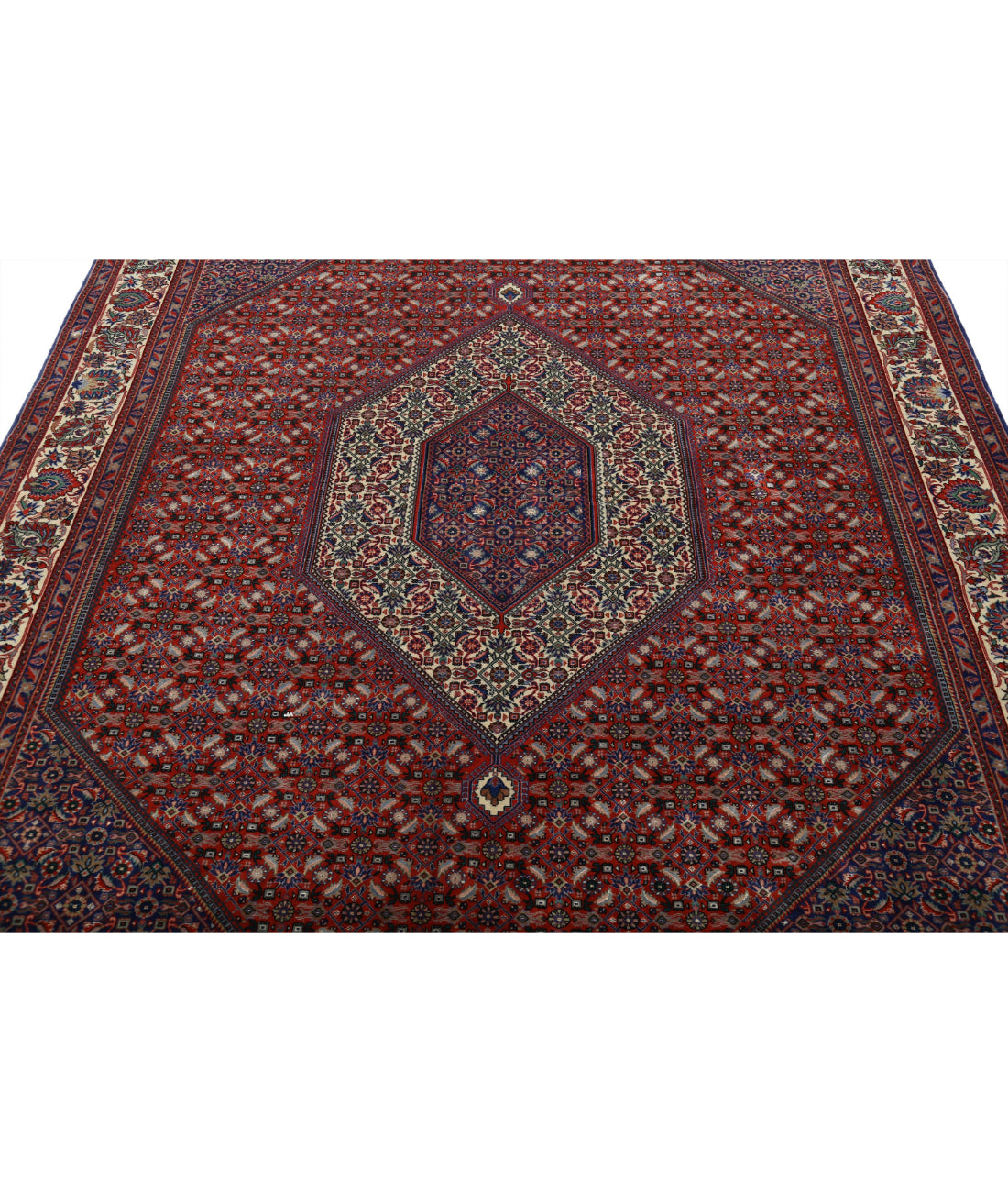 Bijar 6'7'' X 9'10'' Hand-Knotted Wool-Silk Rug 6'7'' x 9'10'' (198 X 295) / Red / Ivory