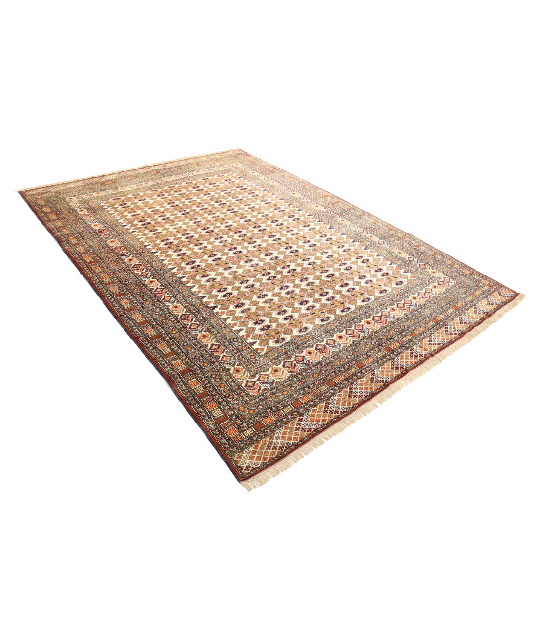 Silk-Tane 6'9'' X 9'2'' Hand-Knotted Wool-Silk Rug 6'9'' x 9'2'' (203 X 275) / Taupe / Ivory