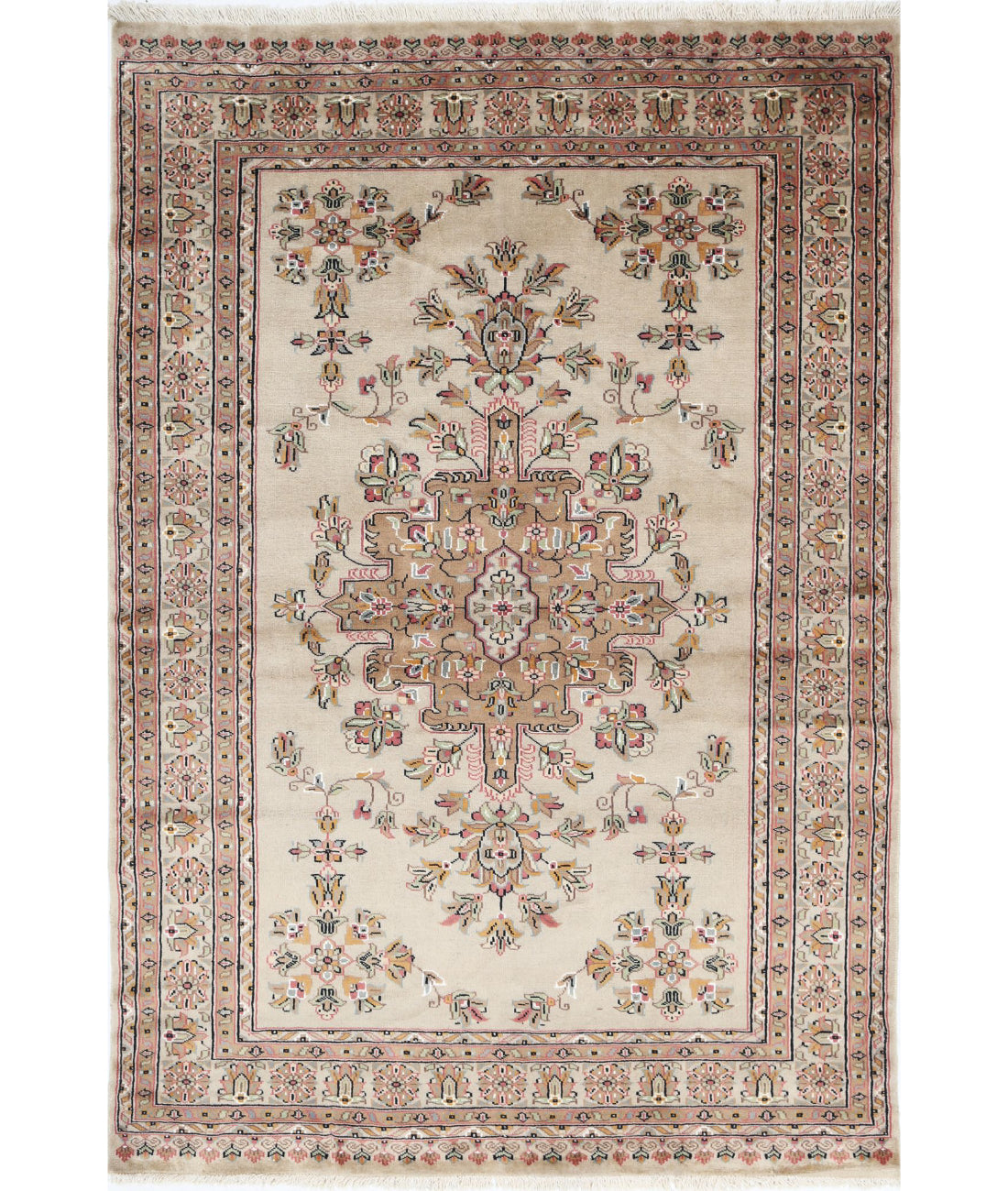 Bokhara 4'6'' X 6'8'' Hand-Knotted Wool-Silk Rug 4'6'' x 6'8'' (135 X 200) / Ivory / Ivory