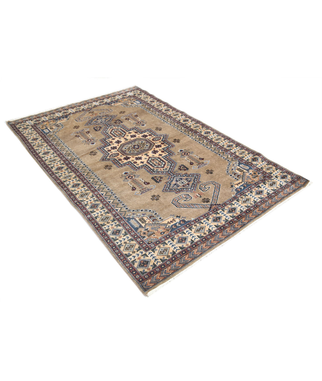 Bokhara 4'6'' X 6'9'' Hand-Knotted Wool-Silk Rug 4'6'' x 6'9'' (135 X 203) / Brown / Ivory