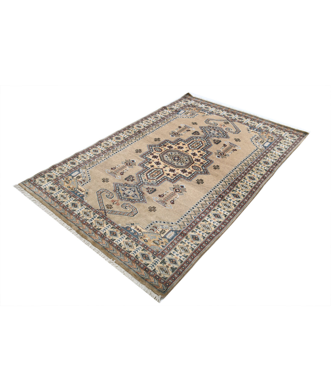 Bokhara 4'6'' X 6'9'' Hand-Knotted Wool-Silk Rug 4'6'' x 6'9'' (135 X 203) / Brown / Ivory