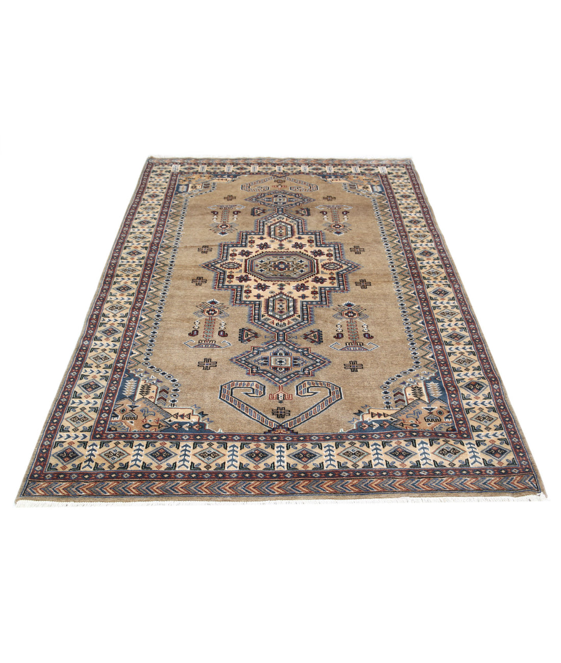 Bokhara 4'6'' X 6'9'' Hand-Knotted Wool-Silk Rug 4'6'' x 6'9'' (135 X 203) / Brown / Ivory