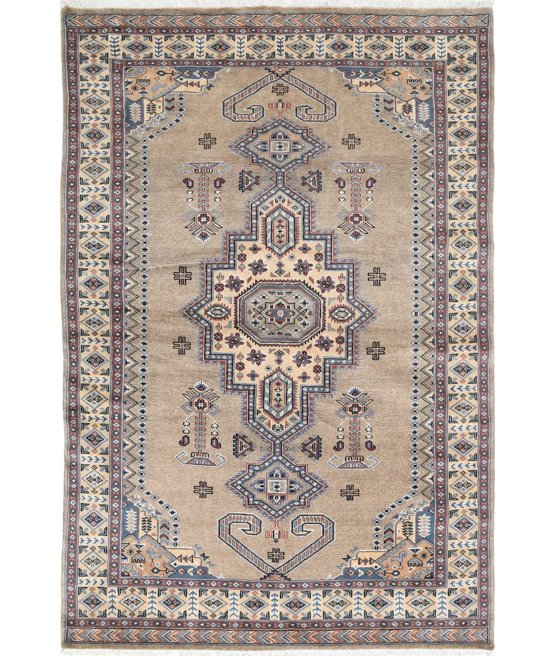 Bokhara 4'6'' X 6'9'' Hand-Knotted Wool-Silk Rug 4'6'' x 6'9'' (135 X 203) / Brown / Ivory