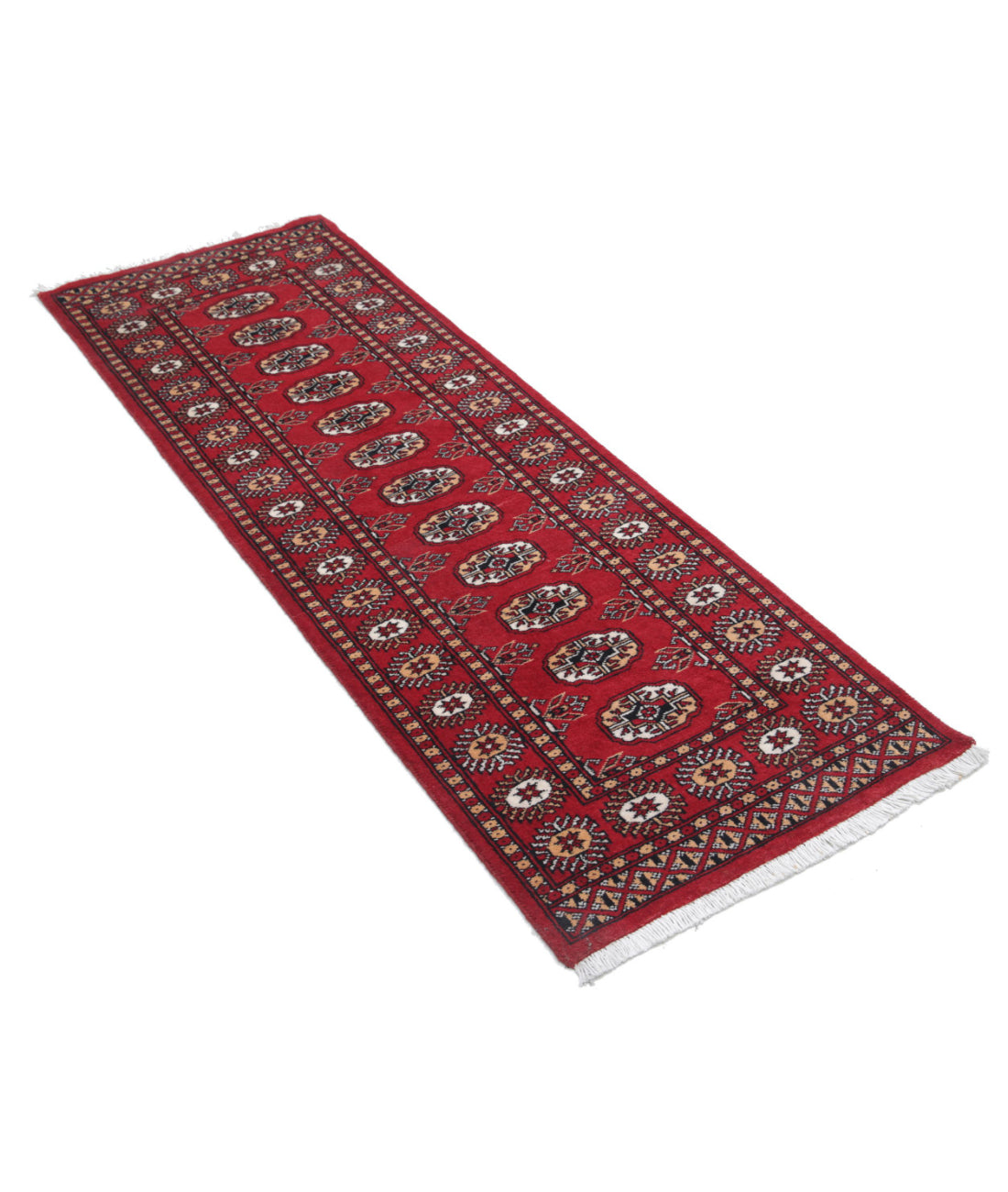 Bokhara 2'1'' X 6'2'' Hand-Knotted Wool Rug 2'1'' x 6'2'' (63 X 185) / Red / Ivory