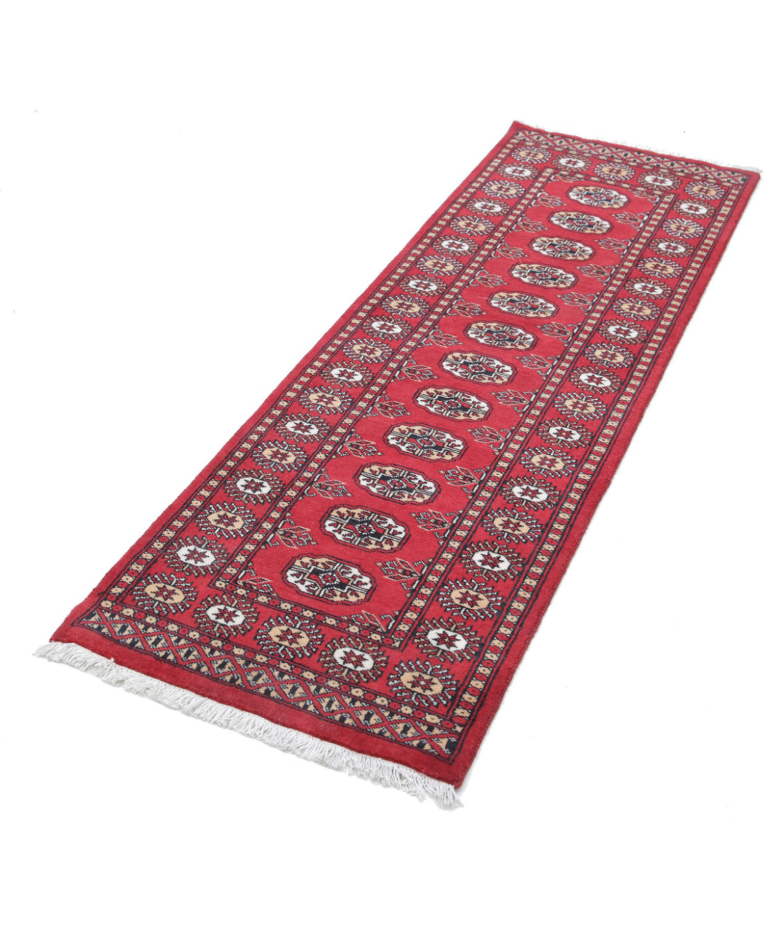 Bokhara 2'1'' X 6'2'' Hand-Knotted Wool Rug 2'1'' x 6'2'' (63 X 185) / Red / Ivory