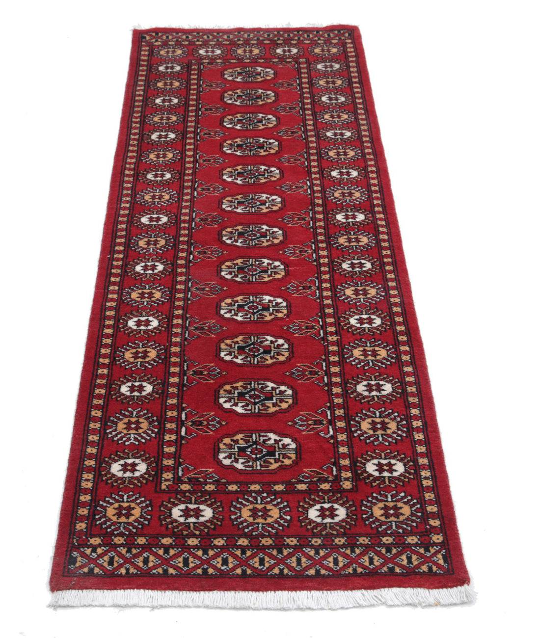 Bokhara 2'1'' X 6'2'' Hand-Knotted Wool Rug 2'1'' x 6'2'' (63 X 185) / Red / Ivory