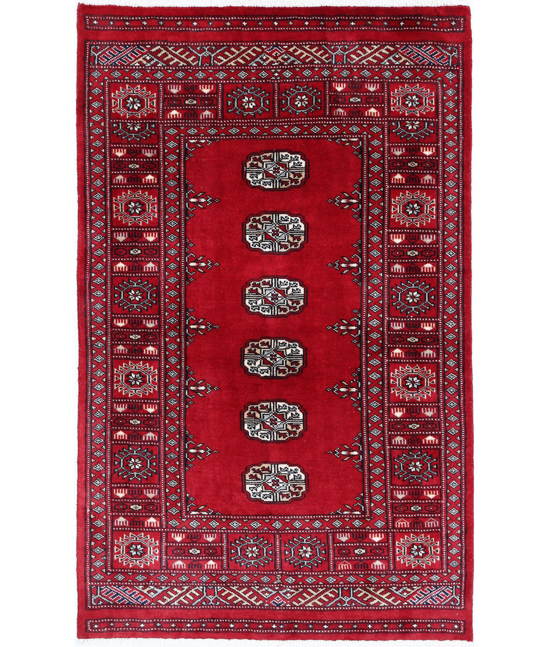 Bokhara 3'1'' X 5'0'' Hand-Knotted Wool Rug 3'1'' x 5'0'' (93 X 150) / Red / Ivory