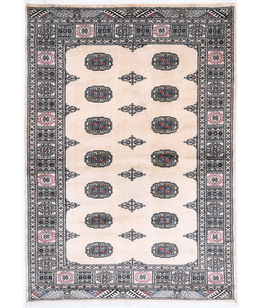 Bokhara 4'0'' X 5'9'' Hand-Knotted Wool Rug 4'0'' x 5'9'' (120 X 173) / Ivory / Black