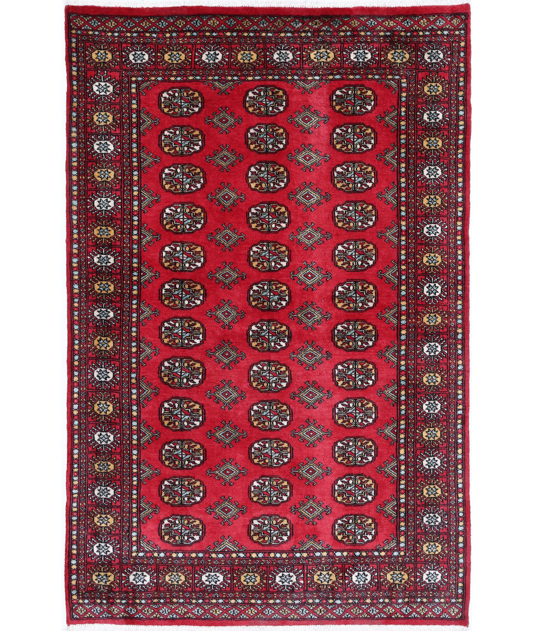 Bokhara 4'1'' X 6'3'' Hand-Knotted Wool Rug 4'1'' x 6'3'' (123 X 188) / Red / Black