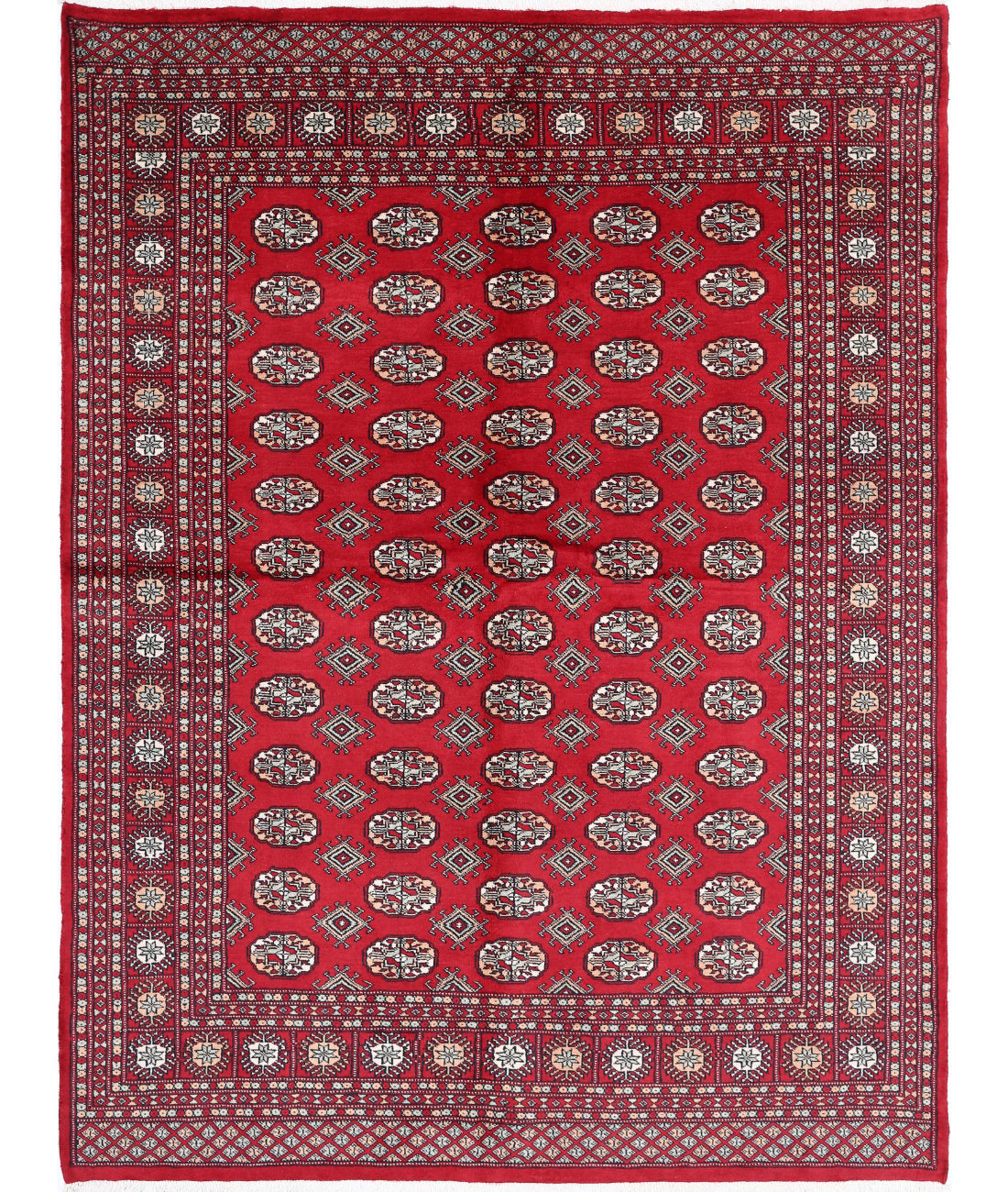 Bokhara 6'4'' X 8'7'' Hand-Knotted Wool Rug 6'4'' x 8'7'' (190 X 258) / Red / Black