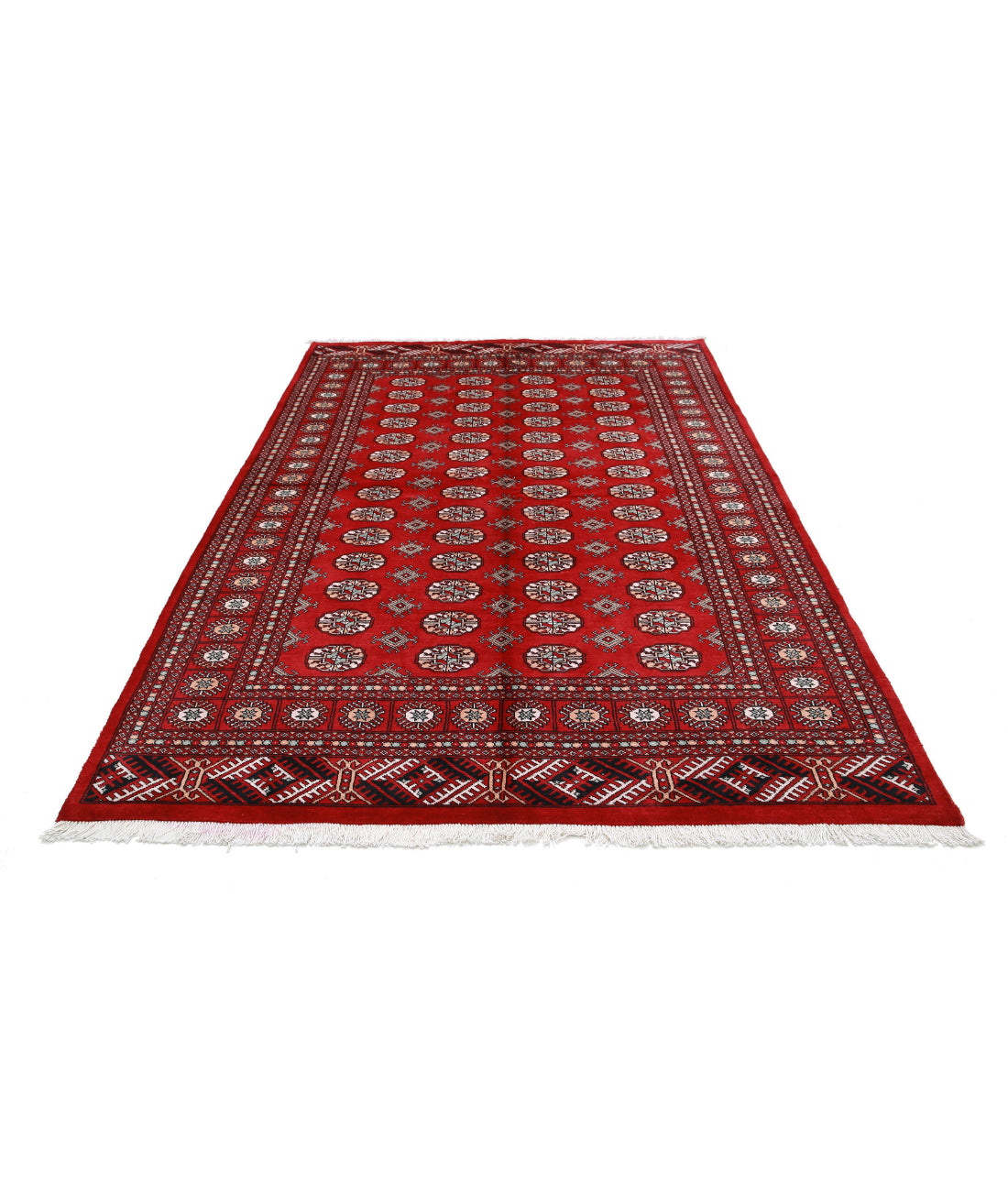 Bokhara 6'2'' X 9'2'' Hand-Knotted Wool Rug 6'2'' x 9'2'' (185 X 275) / Red / Black