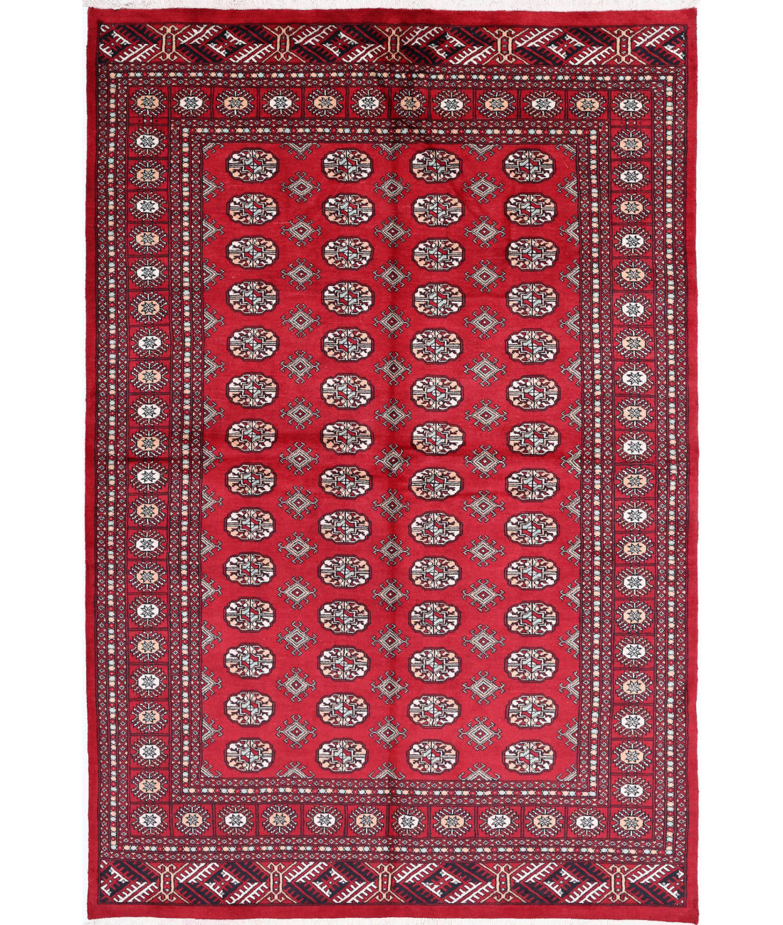 Bokhara 6'2'' X 9'2'' Hand-Knotted Wool Rug 6'2'' x 9'2'' (185 X 275) / Red / Black