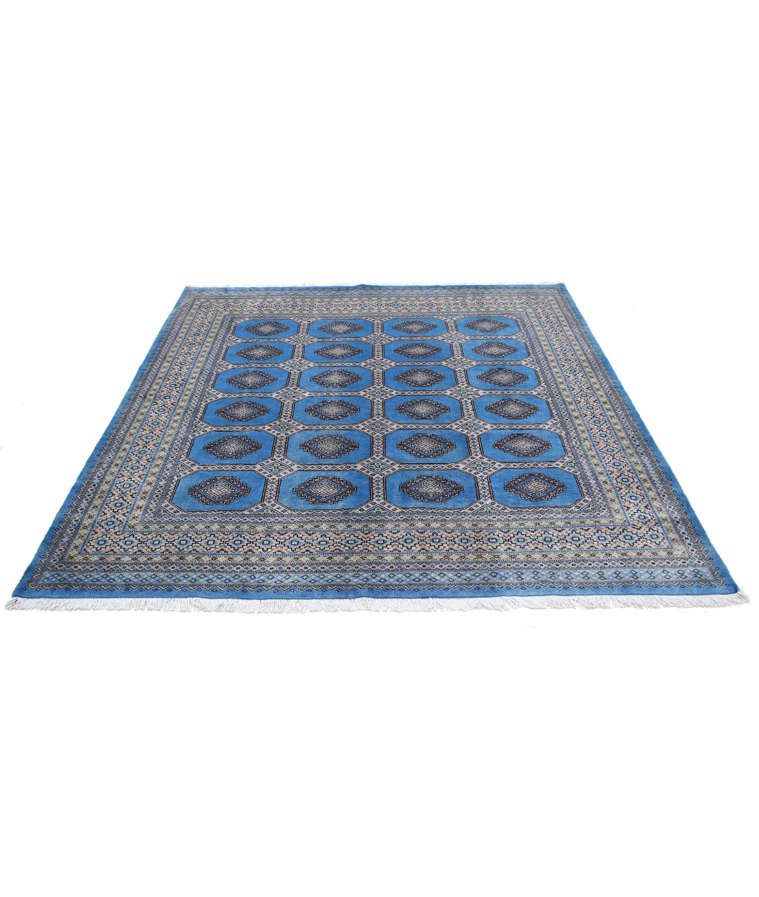 Bokhara 6'7'' X 6'5'' Hand-Knotted Wool Rug 6'7'' x 6'5'' (198 X 193) / Blue / Ivory