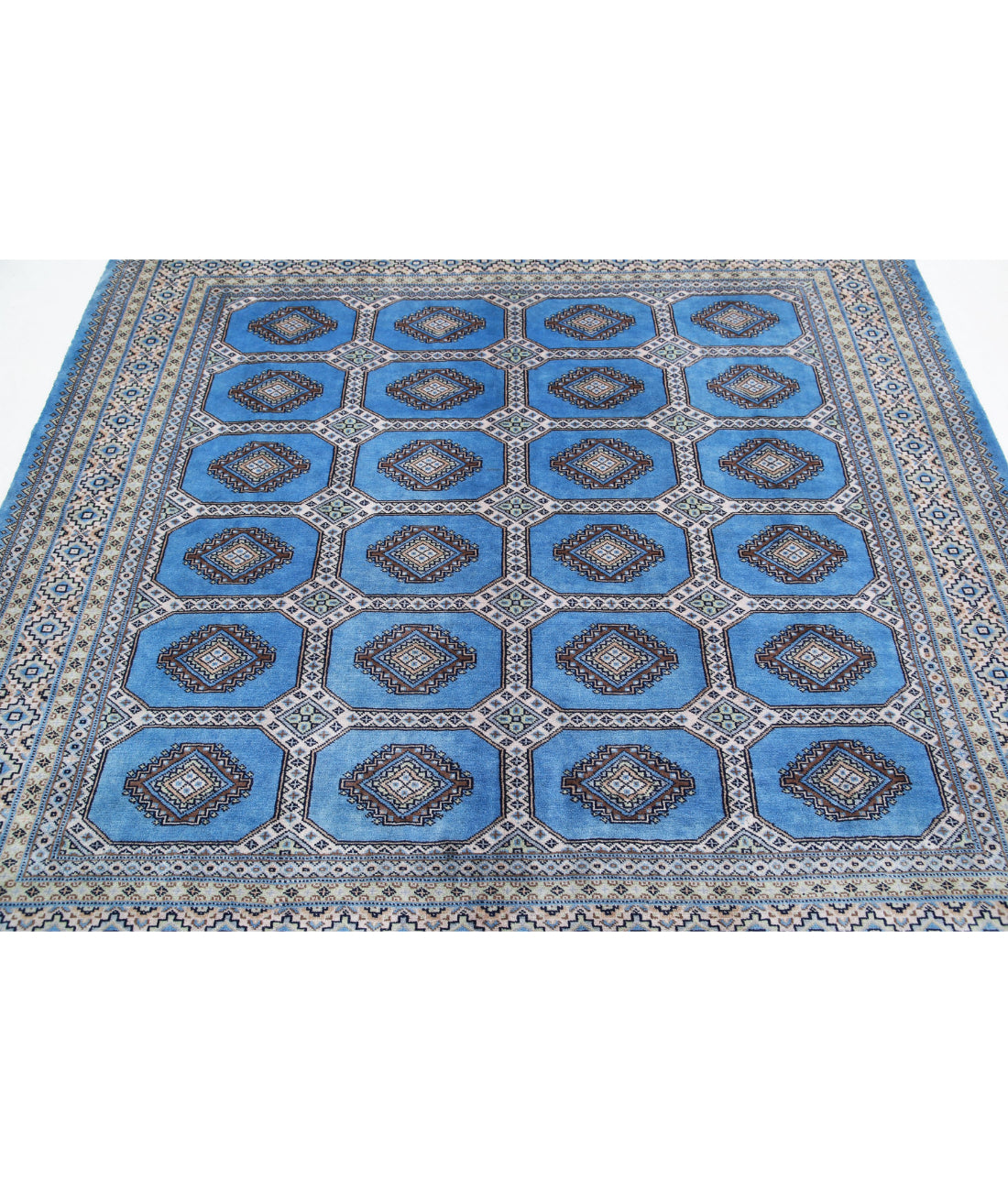 Bokhara 6'7'' X 6'5'' Hand-Knotted Wool Rug 6'7'' x 6'5'' (198 X 193) / Blue / Ivory