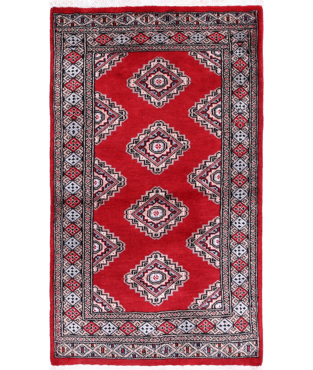 Bokhara 2'6'' X 4'2'' Hand-Knotted Wool Rug 2'6'' x 4'2'' (75 X 125) / Red / Blue