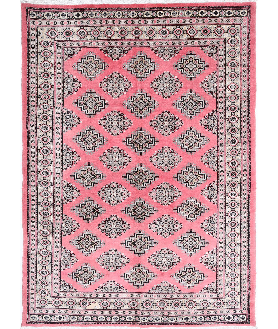 Bokhara 4'7'' X 6'5'' Hand-Knotted Wool Rug 4'7'' x 6'5'' (138 X 193) / Pink / Gold