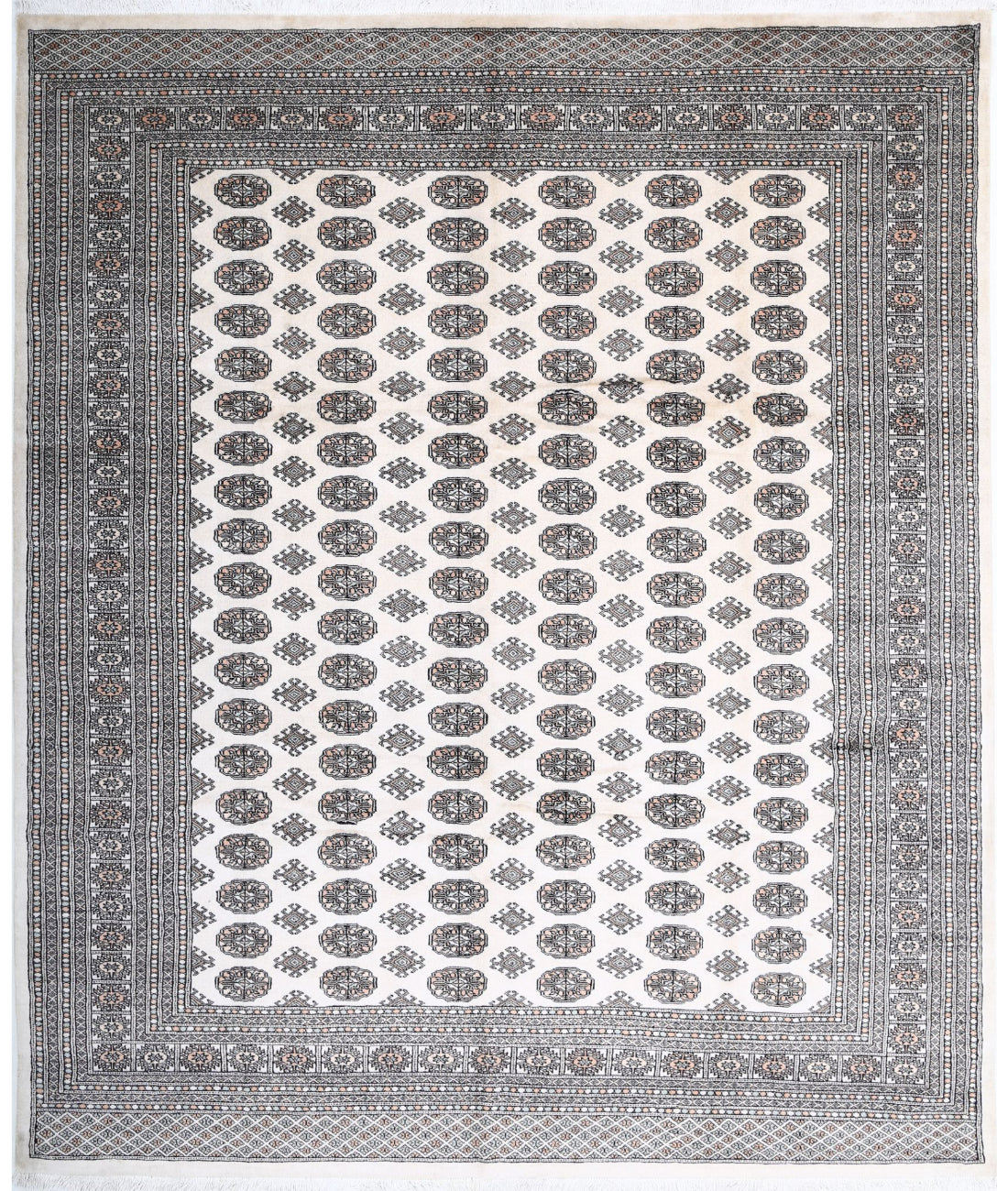 Bokhara 8'4'' X 9'9'' Hand-Knotted Wool Rug 8'4'' x 9'9'' (250 X 293) / Ivory / Taupe