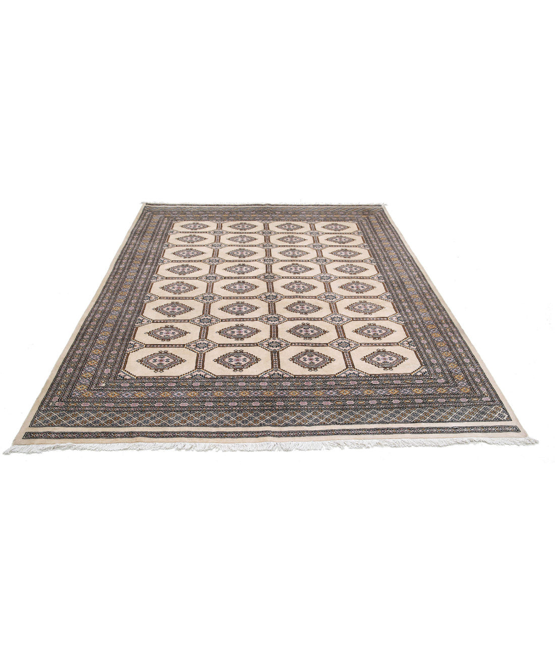 Bokhara 6'7'' X 8'8'' Hand-Knotted Wool Rug 6'7'' x 8'8'' (198 X 260) / Ivory / Black