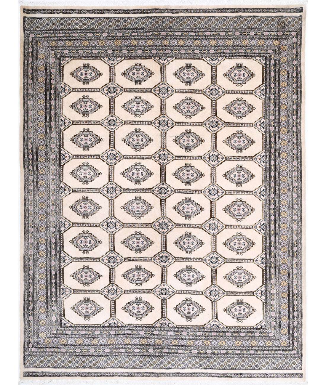 Bokhara 6'7'' X 8'8'' Hand-Knotted Wool Rug 6'7'' x 8'8'' (198 X 260) / Ivory / Black