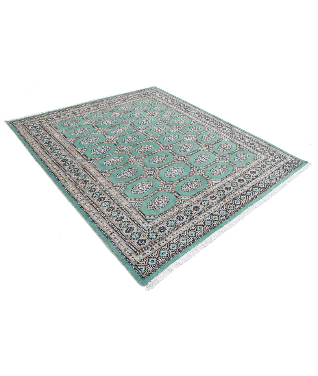 Bokhara 6'10'' X 7'9'' Hand-Knotted Wool Rug 6'10'' x 7'9'' (205 X 233) / Green / Taupe