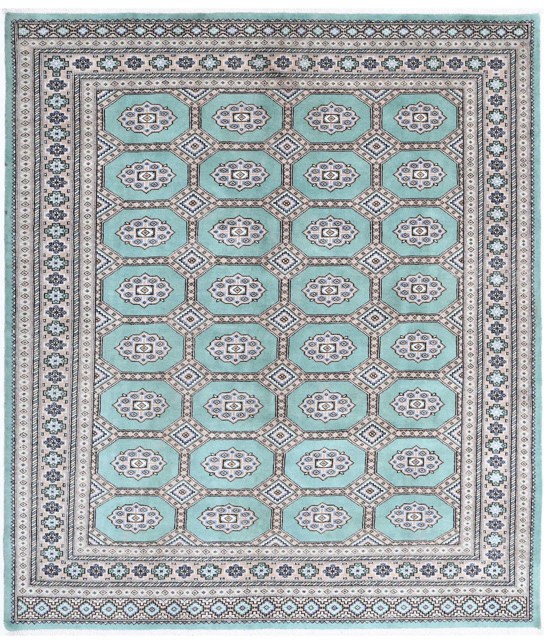 Bokhara 6'10'' X 7'9'' Hand-Knotted Wool Rug 6'10'' x 7'9'' (205 X 233) / Green / Taupe