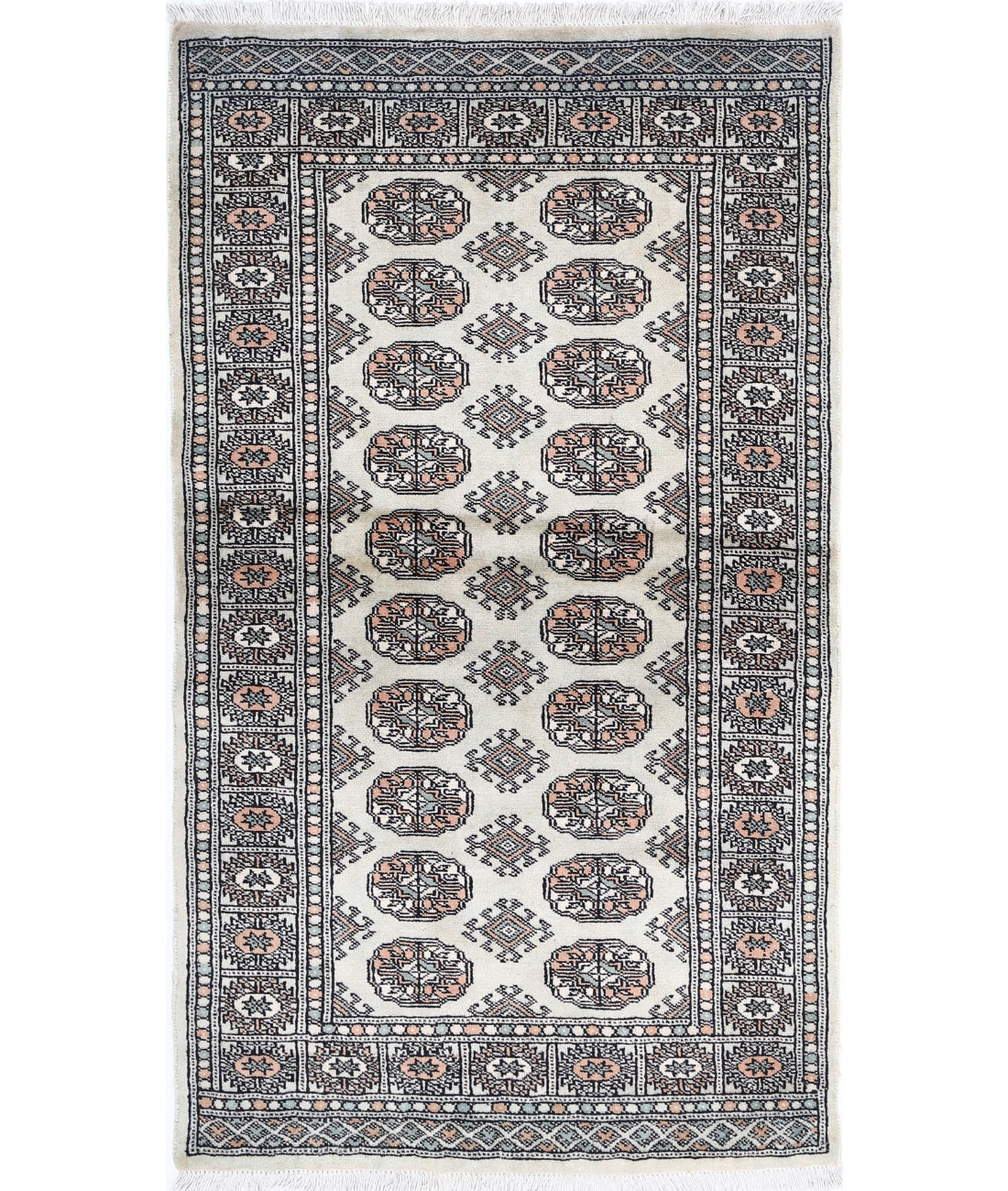 Bokhara 2'11'' X 5'0'' Hand-Knotted Wool Rug 2'11'' x 5'0'' (88 X 150) / Grey / Ivory