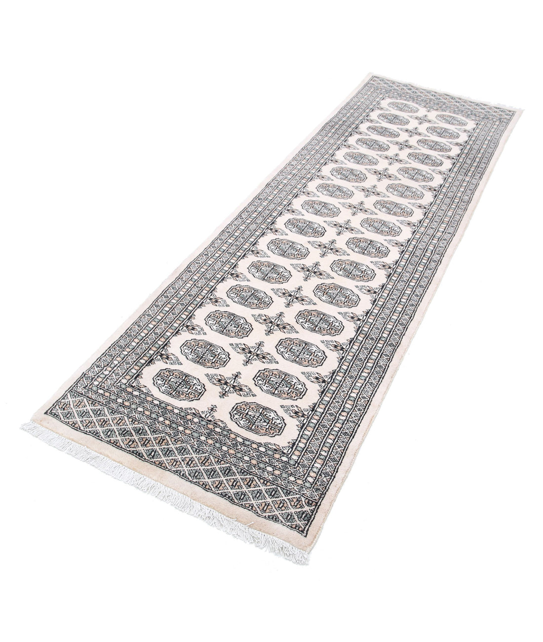 Bokhara 2'6'' X 8'0'' Hand-Knotted Wool Rug 2'6'' x 8'0'' (75 X 240) / Ivory / Ivory