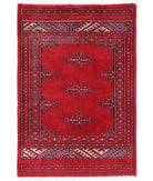 Bokhara 2'1'' X 3'0'' Hand-Knotted Wool Rug 2'1'' x 3'0'' (63 X 90) / Red / Black