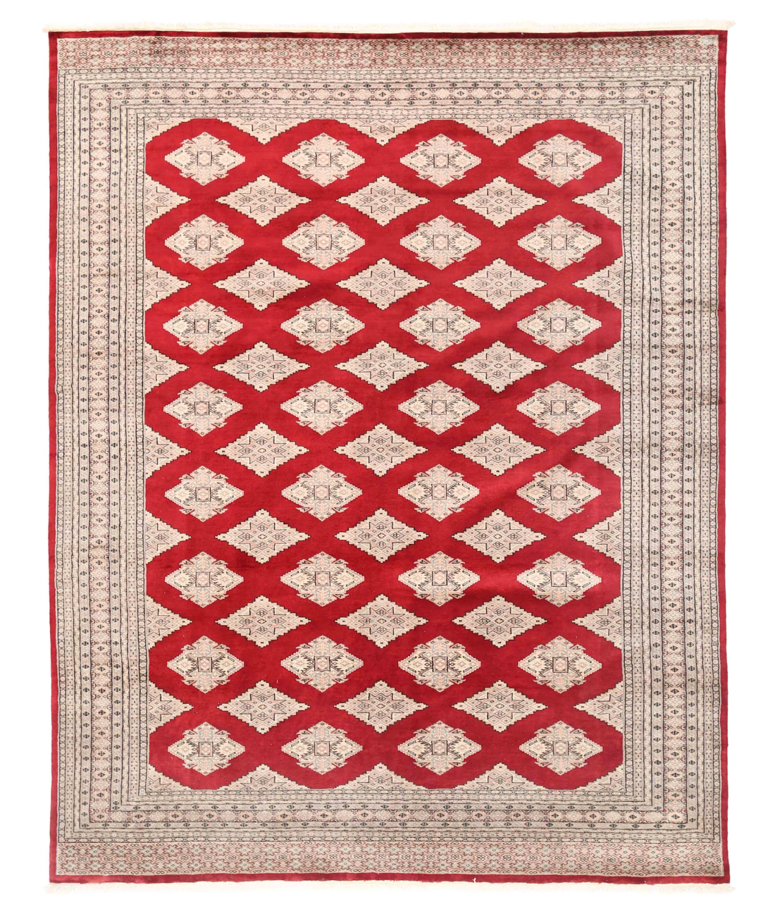 Hand Knotted Bokhara Wool Rug 7' 10" X 10' 0" 7' 10" X 10' 0" (239 X 305) / Red / Grey