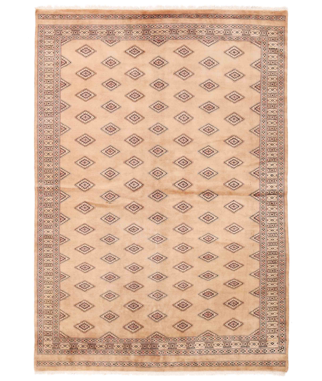 Hand Knotted Bokhara Wool Rug 5' 6" X 8' 0" 5' 6" X 8' 0" (168 X 244) / Beige / Black