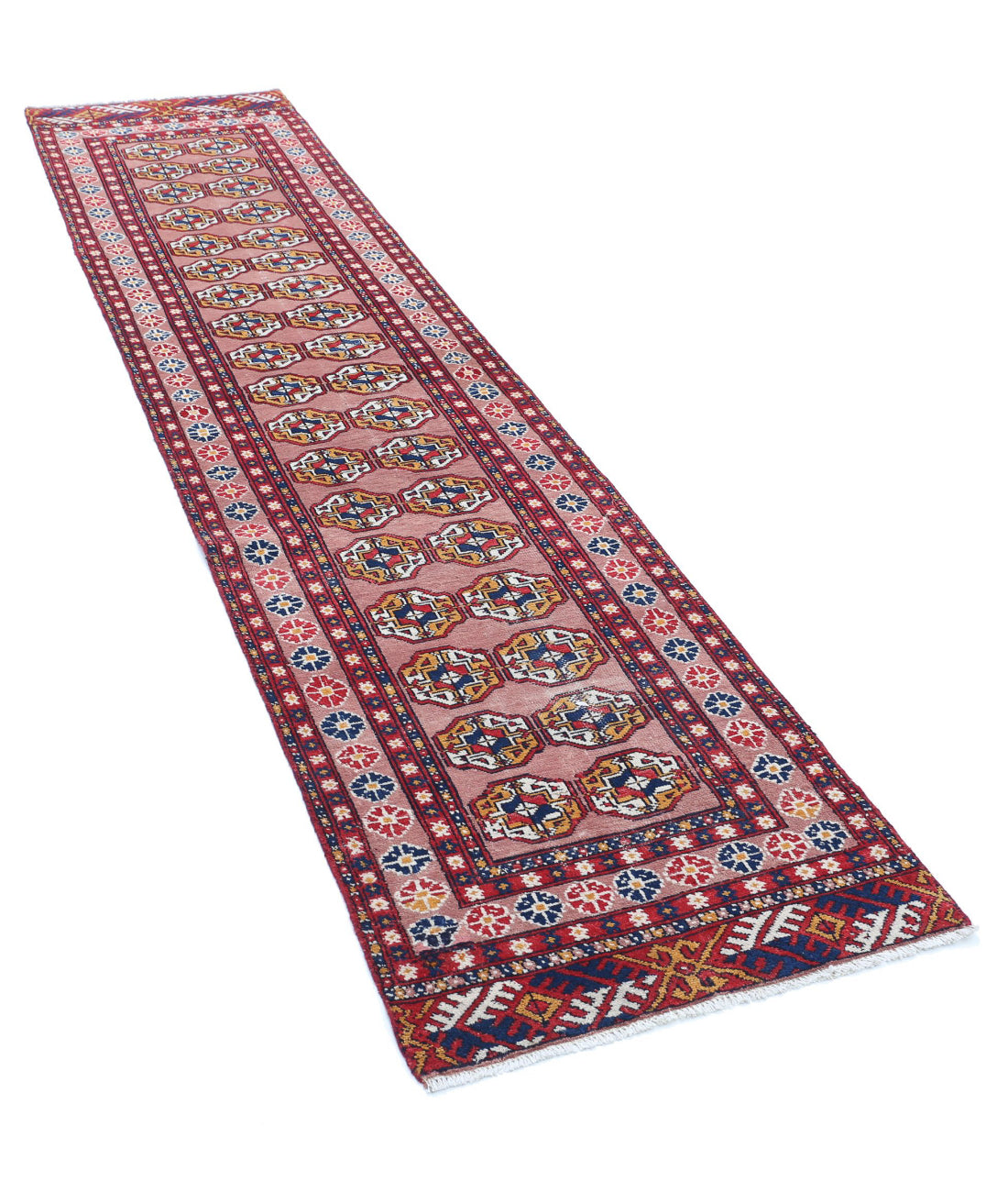 Bokhara 2'4'' X 9'11'' Hand-Knotted Wool Rug 2'4'' x 9'11'' (70 X 298) / Peach / Red