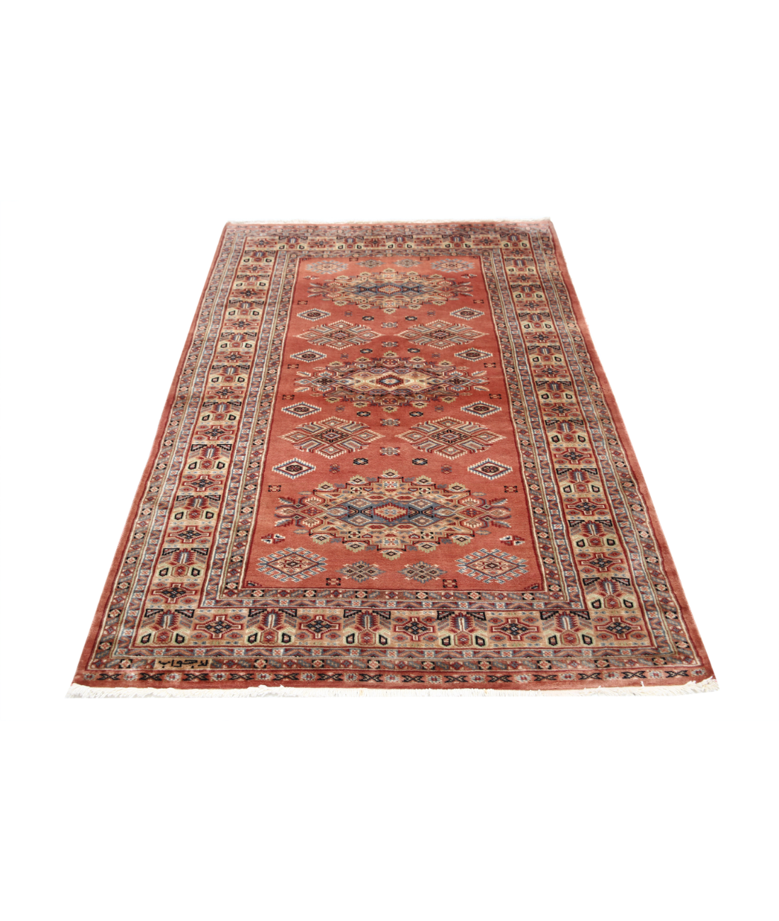 Bokhara 4'2'' X 6'1'' Hand-Knotted Wool Rug 4'2'' x 6'1'' (125 X 183) / Peach / Ivory