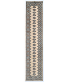 Hand Knotted Bokhara Wool Rug 2' 7" X 11' 11" 2' 7" X 11' 11" (79 X 363) / Ivory / Blue