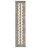 Hand Knotted Bokhara Wool Rug 2' 7" X 11' 10" 2' 7" X 11' 10" (79 X 361) / Ivory / Blue