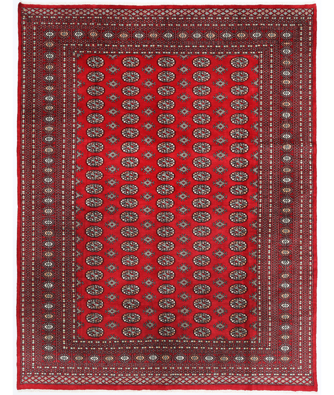 Hand Knotted Tribal Bokhara Wool Rug - 8'0'' x 10'3'' 8' 0" X 10' 3" ( 244 X 312 ) / Red / Red