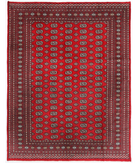 Hand Knotted Tribal Bokhara Wool Rug - 8'0'' x 10'3'' 8' 0" X 10' 3" ( 244 X 312 ) / Red / Red