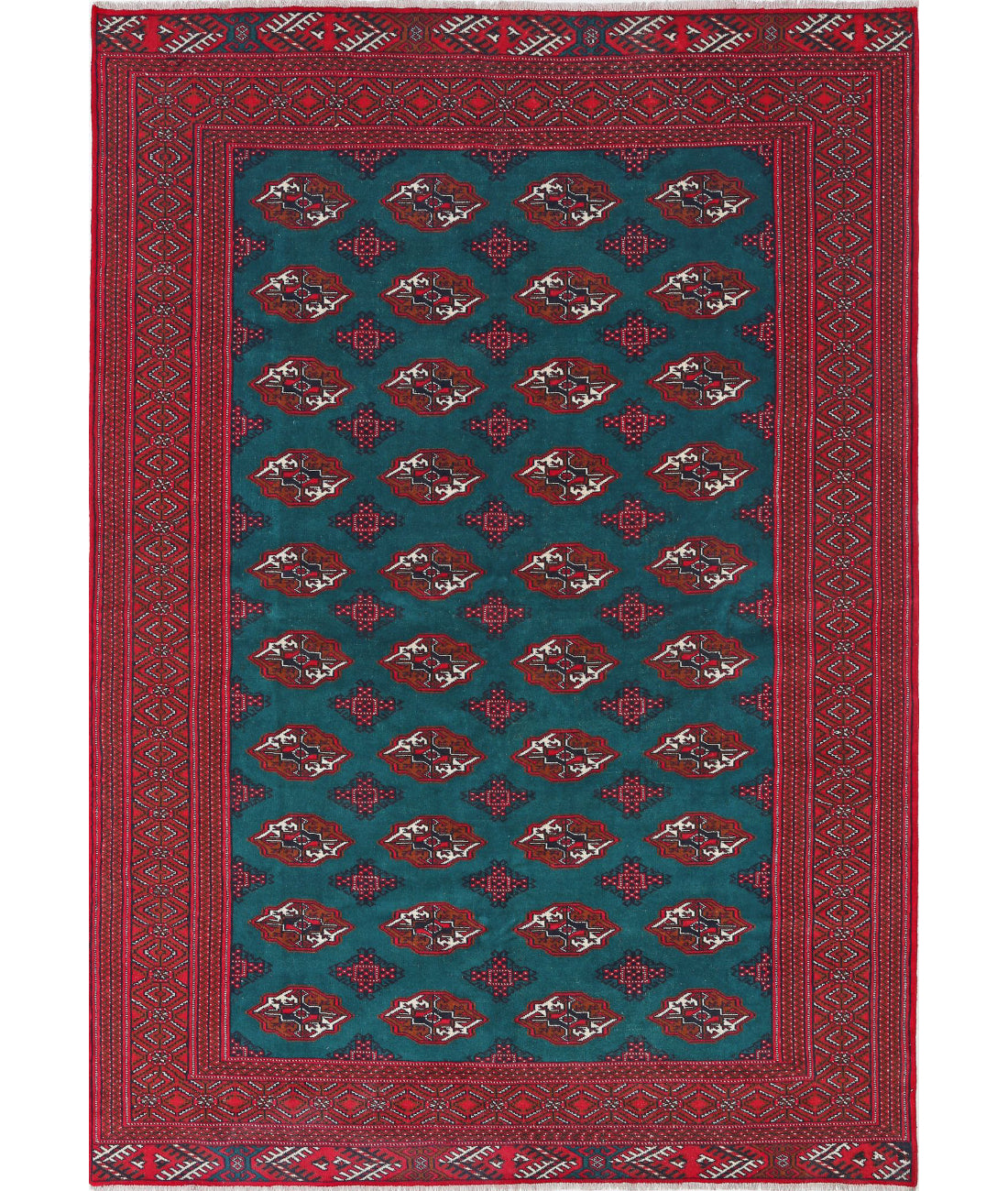 Bokhara 6'2'' X 9'7'' Hand-Knotted Wool Rug 6'2'' x 9'7'' (185 X 288) / Green / Red