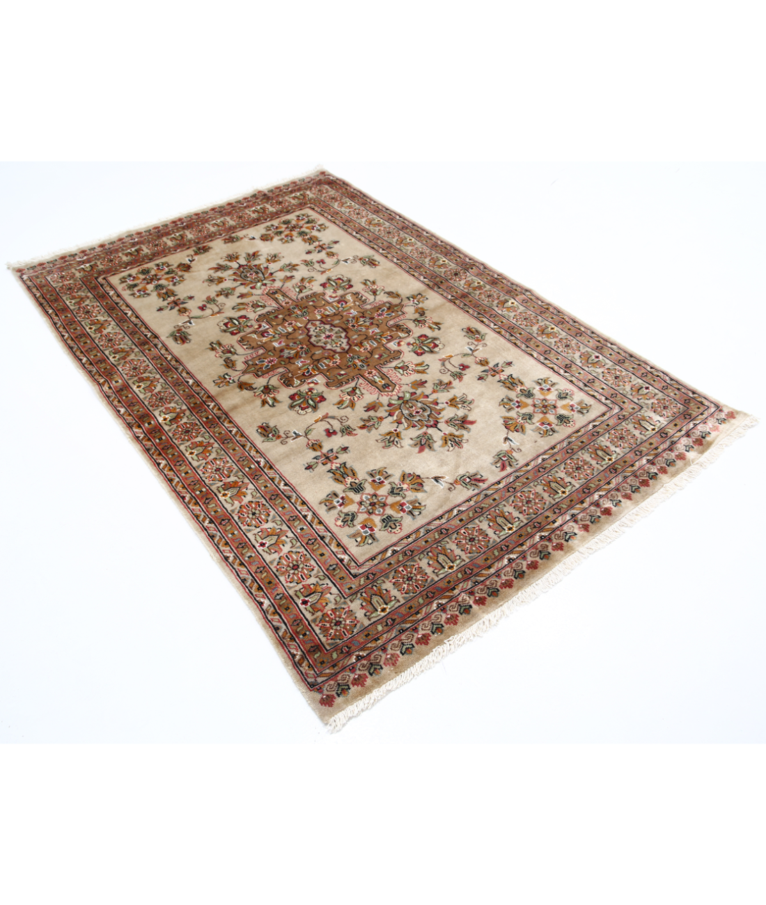 Bokhara 4'6'' X 6'8'' Hand-Knotted Wool-Silk Rug 4'6'' x 6'8'' (135 X 200) / Ivory / Ivory
