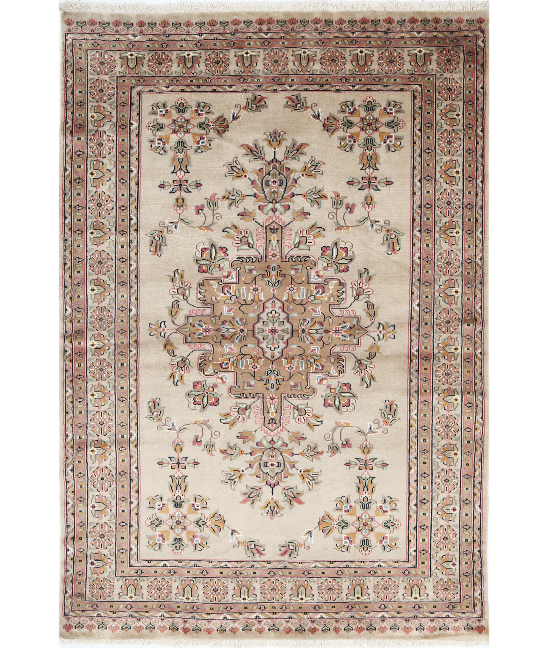 Bokhara 4'6'' X 6'8'' Hand-Knotted Wool-Silk Rug 4'6'' x 6'8'' (135 X 200) / Ivory / Ivory