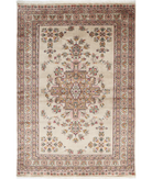 Bokhara 4'6'' X 6'8'' Hand-Knotted Wool-Silk Rug 4'6'' x 6'8'' (135 X 200) / Ivory / Ivory