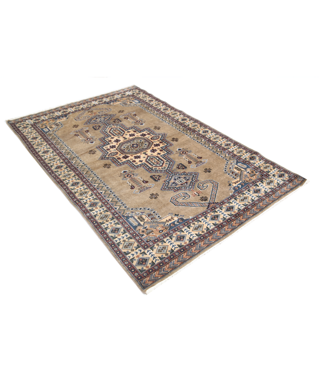Bokhara 4'6'' X 6'9'' Hand-Knotted Wool-Silk Rug 4'6'' x 6'9'' (135 X 203) / Brown / Ivory