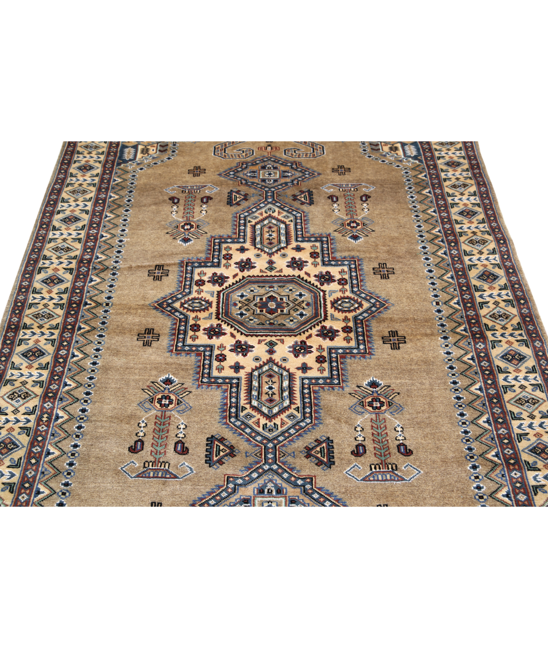 Bokhara 4'6'' X 6'9'' Hand-Knotted Wool-Silk Rug 4'6'' x 6'9'' (135 X 203) / Brown / Ivory