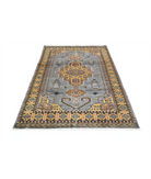 Bokhara 4'6'' X 6'7'' Hand-Knotted Wool-Silk Rug 4'6'' x 6'7'' (135 X 198) / Grey / Gold