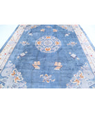 Art-Deco 8'10'' X 11'6'' Hand-Knotted Art Silk Rug 8'10'' x 11'6'' (360 X 545) / Blue / Blue