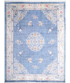 Art-Deco 8'10'' X 11'6'' Hand-Knotted Art Silk Rug 8'10'' x 11'6'' (360 X 545) / Blue / Blue