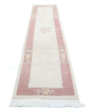 Chinese 2'6'' X 11'11'' Hand-Knotted Wool Rug 2'6'' x 11'11'' (75 X 358) / Ivory / Pink