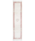 Chinese 2'6'' X 11'11'' Hand-Knotted Wool Rug 2'6'' x 11'11'' (75 X 358) / Ivory / Pink