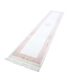 Chinese 2'6'' X 11'11'' Hand-Knotted Wool Rug 2'6'' x 11'11'' (75 X 358) / Ivory / Pink