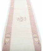 Chinese 2'6'' X 11'11'' Hand-Knotted Wool Rug 2'6'' x 11'11'' (75 X 358) / Ivory / Pink